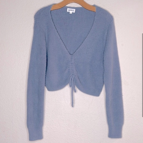 Revolve superdown Cropped Ruched Sweater Lilac Purple Size Medium - Picture 2 of 8